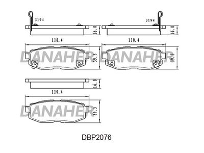 DBP2076 DANAHER Комплект тормозных колодок, дисковый тормоз