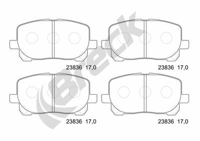 238360070100 BRECK Комплект тормозных колодок, дисковый тормоз