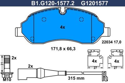 B1G12015772 GALFER Комплект тормозных колодок, дисковый тормоз