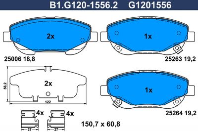 B1G12015562 GALFER Комплект тормозных колодок, дисковый тормоз