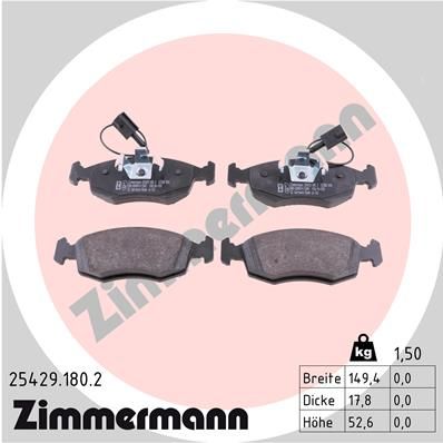 254291802 ZIMMERMANN Комплект тормозных колодок, дисковый тормоз