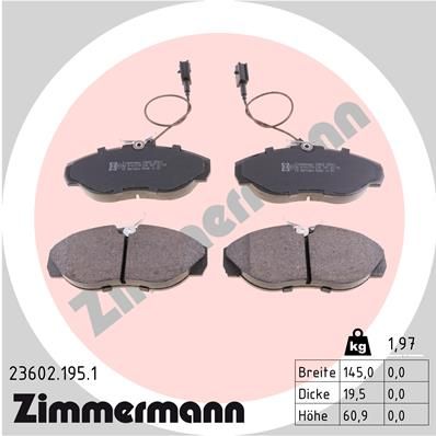 236021951 ZIMMERMANN Комплект тормозных колодок, дисковый тормоз
