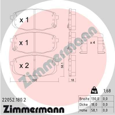 220521802 ZIMMERMANN Комплект тормозных колодок, дисковый тормоз