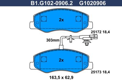 B1G10209062 GALFER Комплект тормозных колодок, дисковый тормоз