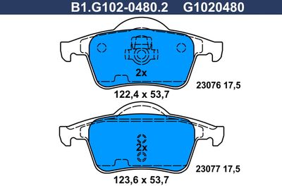 B1G10204802 GALFER Комплект тормозных колодок, дисковый тормоз