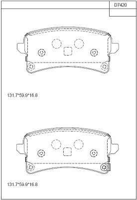 KD7420 ASIMCO Комплект тормозных колодок, дисковый тормоз