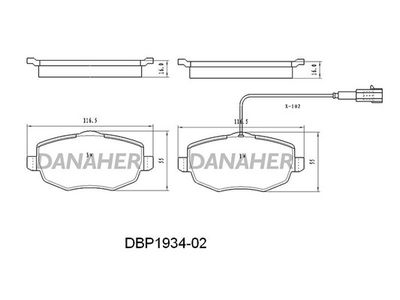 DBP193402 DANAHER Комплект тормозных колодок, дисковый тормоз