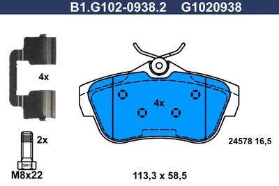 B1G10209382 GALFER Комплект тормозных колодок, дисковый тормоз