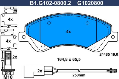 B1G10208002 GALFER Комплект тормозных колодок, дисковый тормоз