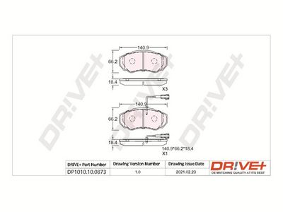 DP1010100873 Dr!ve+ Комплект тормозных колодок, дисковый тормоз