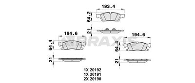 AB0453 BRAXIS Комплект тормозных колодок, дисковый тормоз