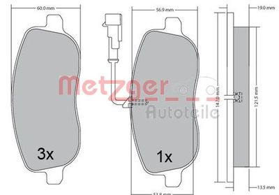 1170683 METZGER Комплект тормозных колодок, дисковый тормоз