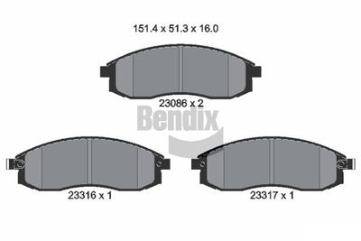 BPD1915 BENDIX Braking Комплект тормозных колодок, дисковый тормоз