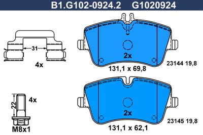 B1G10209242 GALFER Комплект тормозных колодок, дисковый тормоз