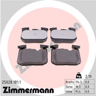 250281811 ZIMMERMANN Комплект тормозных колодок, дисковый тормоз