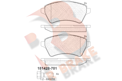 RB1428701 R BRAKE Комплект тормозных колодок, дисковый тормоз