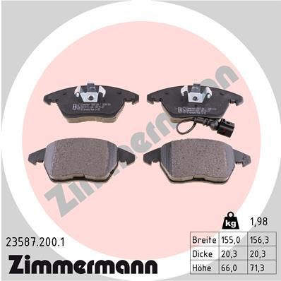 235872001 ZIMMERMANN Комплект тормозных колодок, дисковый тормоз