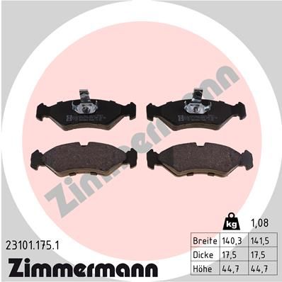 231011751 ZIMMERMANN Комплект тормозных колодок, дисковый тормоз