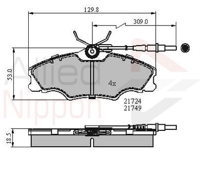 ADB1433 COMLINE Комплект тормозных колодок, дисковый тормоз