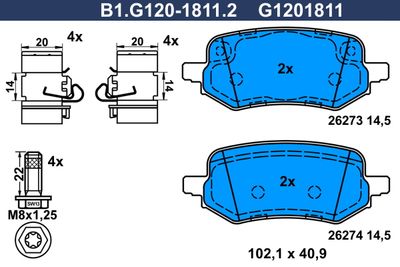 B1G12018112 GALFER Комплект тормозных колодок, дисковый тормоз