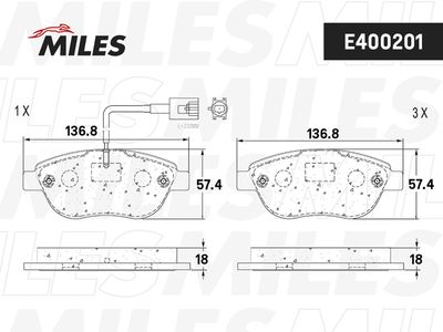 E400201 MILES Комплект тормозных колодок, дисковый тормоз