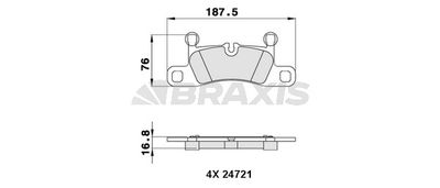 AA0283 BRAXIS Комплект тормозных колодок, дисковый тормоз