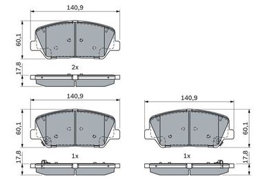 0986424491 BOSCH Комплект тормозных колодок, дисковый тормоз