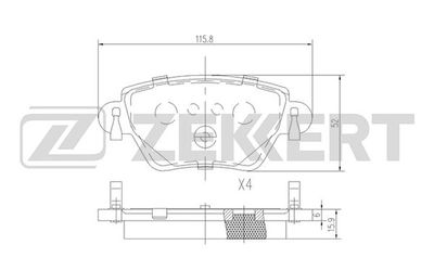 BS2838 ZEKKERT Комплект тормозных колодок, дисковый тормоз