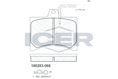 180283 ICER Комплект тормозных колодок, дисковый тормоз