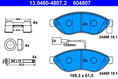 13046048072 ATE Комплект тормозных колодок, дисковый тормоз