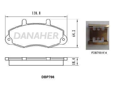 DBP766 DANAHER Комплект тормозных колодок, дисковый тормоз