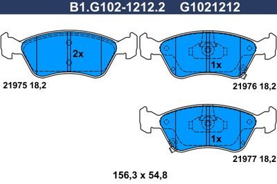 B1G10212122 GALFER Комплект тормозных колодок, дисковый тормоз