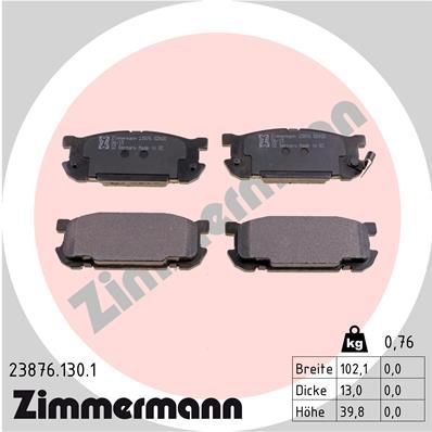238761301 ZIMMERMANN Комплект тормозных колодок, дисковый тормоз