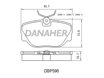 DBP596 DANAHER Комплект тормозных колодок, дисковый тормоз