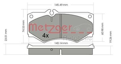1170351 METZGER Комплект тормозных колодок, дисковый тормоз