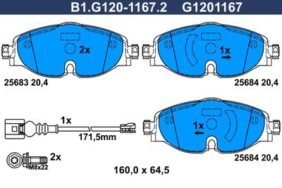 B1G12011672 GALFER Комплект тормозных колодок, дисковый тормоз