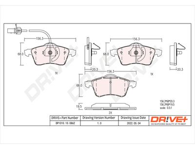 DP1010100862 Dr!ve+ Комплект тормозных колодок, дисковый тормоз