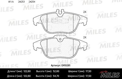 E410261 MILES Комплект тормозных колодок, дисковый тормоз