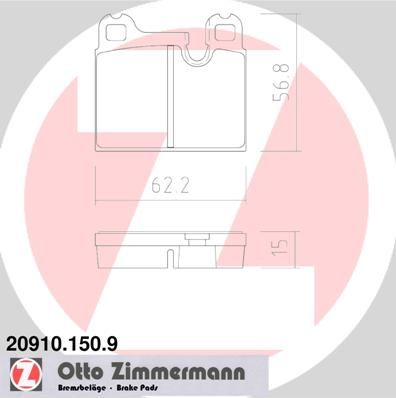 209101509 ZIMMERMANN Комплект тормозных колодок, дисковый тормоз