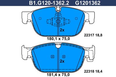 B1G12013622 GALFER Комплект тормозных колодок, дисковый тормоз