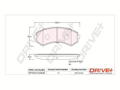 DP1010100534 Dr!ve+ Комплект тормозных колодок, дисковый тормоз