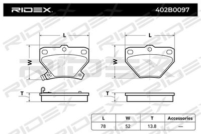 402B0097 RIDEX Комплект тормозных колодок, дисковый тормоз