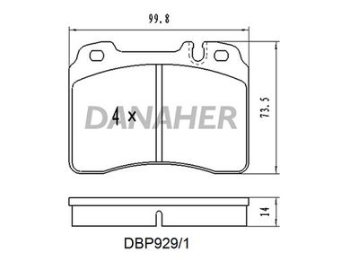 DBP9291 DANAHER Комплект тормозных колодок, дисковый тормоз
