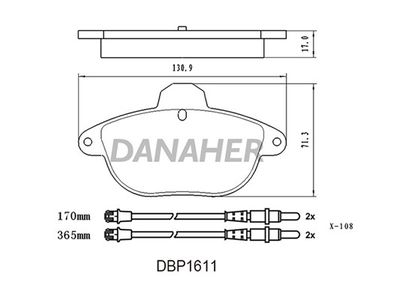 DBP1611 DANAHER Комплект тормозных колодок, дисковый тормоз
