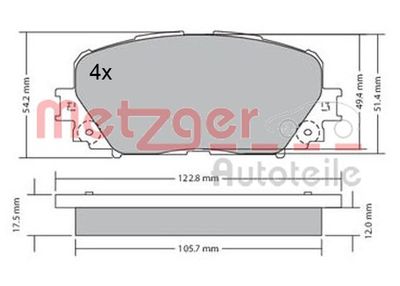1170639 METZGER Комплект тормозных колодок, дисковый тормоз