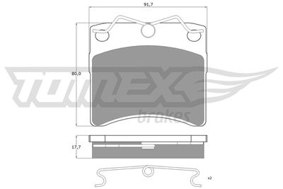 TX1064 TOMEX Brakes Комплект тормозных колодок, дисковый тормоз