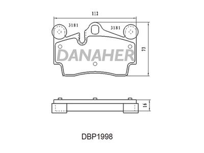 DBP1998 DANAHER Комплект тормозных колодок, дисковый тормоз