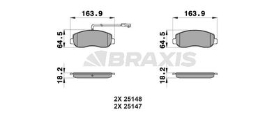 AB0199 BRAXIS Комплект тормозных колодок, дисковый тормоз