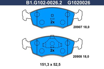 B1G10200262 GALFER Комплект тормозных колодок, дисковый тормоз