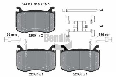 BPD2313 BENDIX Braking Комплект тормозных колодок, дисковый тормоз